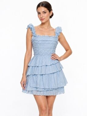 Sea New York -  Cole Smocked Ramie Tiered Mini Dress